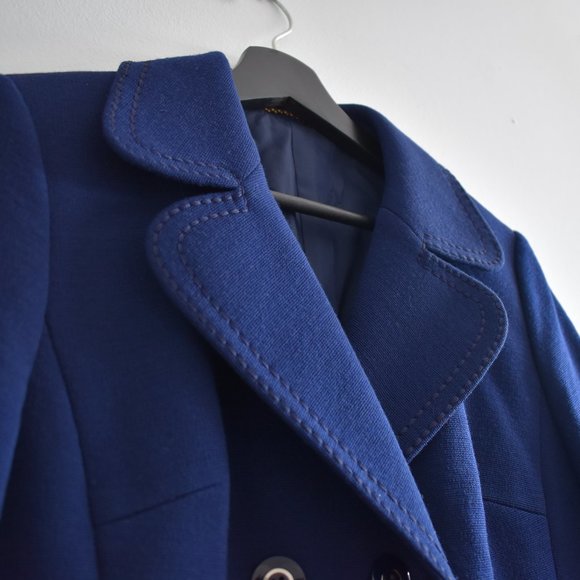 Vintage 1960's Navy Blue Wool Fall/Spring Coat - Picture 2 of 6